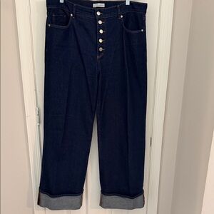 LOFT Dark Blue wide leg Jeans with Button-Fly